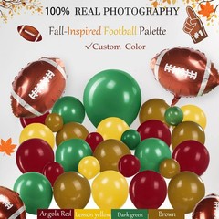 Football Party Decorations with Ruby red Green Brown Balloon Garland Arch & B…