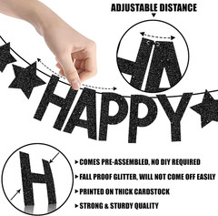Katchon, Glitter Happy New Year Banner – 10 Feet No DIY | 2 Strings | New Years