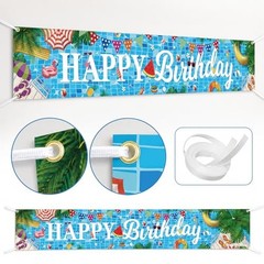 Pool Birthday Party Decorations, Extra Large Size Happy Birthday Pool Party