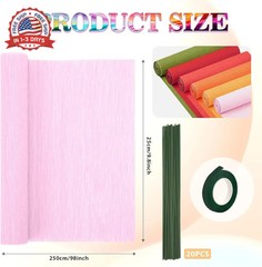 6 Rolls Crepe Paper Streamers, 10 Inch x 8 Feet Flower Making Kits with Floral T