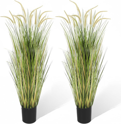 KOL Artificial 5ft 2-Pack Horsetail Reed Grass, 59in Tall 5FT, Green