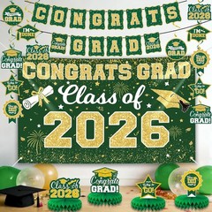 2026 Graduation Decorations Set – Class of 2026 Congrats Grad Backdrop Banner…