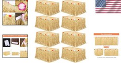 Hawaiian Table Skirt Set – 8-Pack, Luau Grass, Straw Yellow