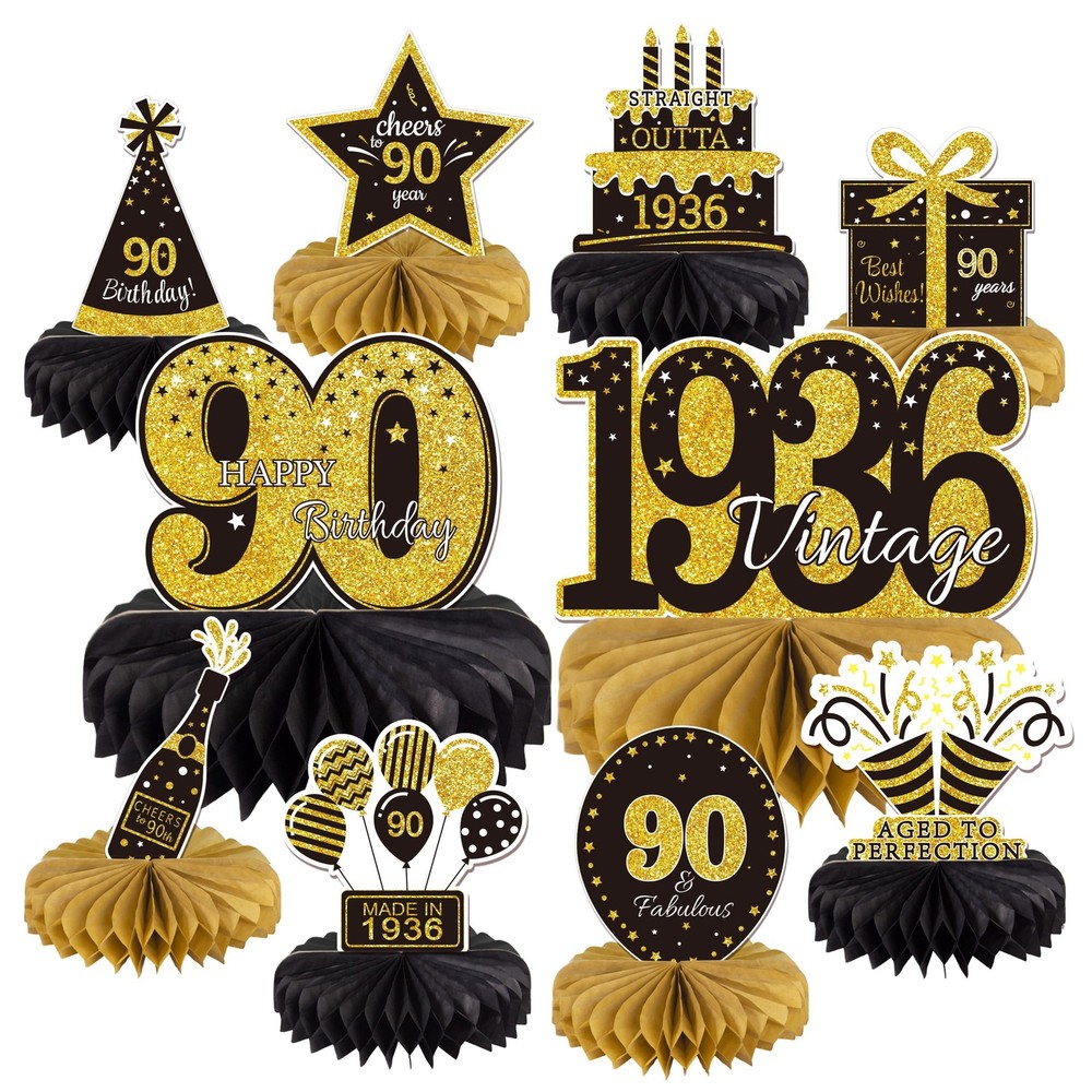 10PCS 90th Birthday Decorations Centerpieces for Table Decorations, 2026 Vint…