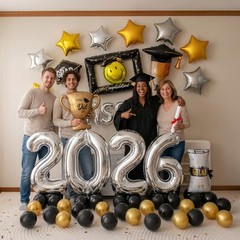 65 PCS Congrats Grad Balloons Kit, Class of 2026 Graduation Party Decorations…