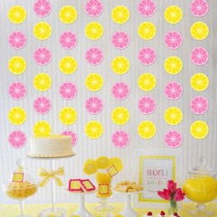 8pcs Lemon Theme Hanging Garlands Pink and Yellow Lemon Party Decorations Sum…