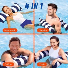 Hammock Pool Float Blue Multi-Purpose Inflatable Water Pool Floats Fun Pool F…
