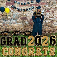 20 PCS Graduation Yard Signs – Black Gold Congrats Grad Lawn Stakes, Class of 20