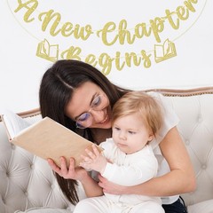 A New Chapter Begins Banner, Book Themed Baby Shower Decorations, Reading The…