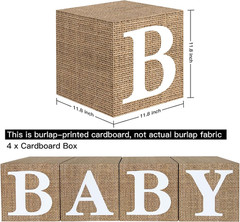 Burlap Print Baby Shower Boxes for Gender Reveal Party Gender Neutral Baby Showe