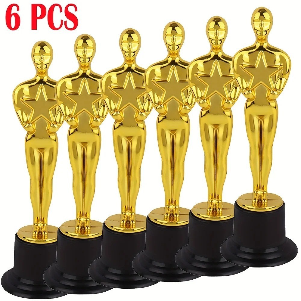 Golden Trophy Award Statuette Plastic Oscar Style Party Decoration Gift