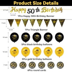 50th Birthday Decorations Kit for Men Women, Black and Gold Black Gold 50th