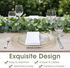 8 Pcs 5.9Ft Eucalyptus Garland, Artificial Eucalyptus Leaves with Flowers Faux