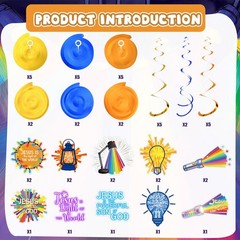 36 Pcs 2026 Vbs Party Decorations Summer Camp Bible Hanging Decorations Light…