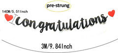 Congratulations Banner Black Letters & Red Symbol Hanging Paper Sign Decorations