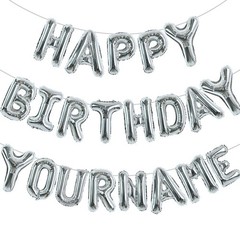 65 Pcs 16 Inch Silver Happy Birthday Balloons and 2 Sets A-Z Foil Letters Bal…