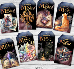 8 School of Magic Magicians & Wizards Party Gift Tags & Ribbon – Set B