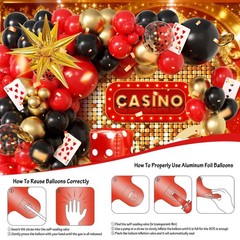 104pcs Casino Party Decorations Balloon Garland Arch Kit with 3 Giant Foil Di…