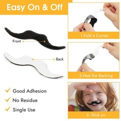 66 Pcs Fake Mustache Self Adhesive Novelty Fake Beard False Facial Hair