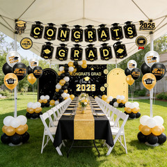 Graduation Decorations 2026 Gold Set – Grad Decor with Congrats Grad BannerClas