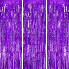 3 Pack Foil Fringe Backdrop – Purple Shiny Tinsel Curtains for Party Decoration/
