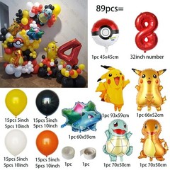 111 Piece cartoon Pikachu theme ballon arch set for birthday parties And More