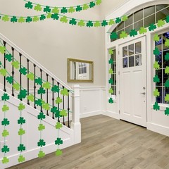 St Patricks Day Decorations 5 Pack Shamrock Clover Felt Banner Garland Green