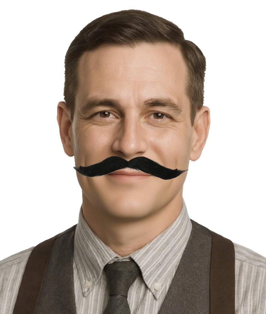 Self Adhesive Fake Mustache for Men Fake Beard Novelty Stick on Realistic Fak…