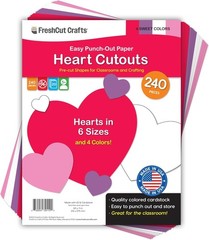 Heart Paper Cutouts – 240 Multi-Size Card Stock Hearts for Creative Crafting