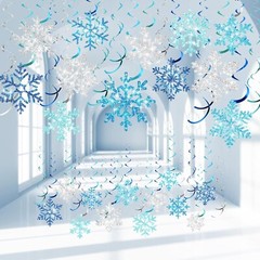 Sumind 30 PCS Winter Snowflake Hanging Swirl Decoration Baby Shower Winter