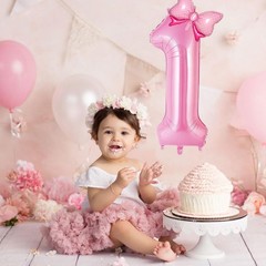 Bow Pink Number Balloon 40 Inch Foil Number 1 Balloon With Bow Big Pink 1 Bal…