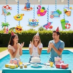 Pool Party Birthday Decorations Banner Set NO-DIY 2Pcs Happy Birthday Banner …