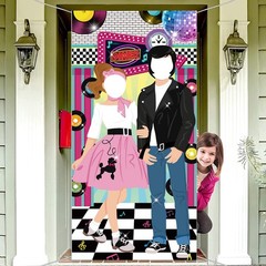 1950s Party Backdrop Banner 180x90cm Retro Photo Booth Decoration Elements