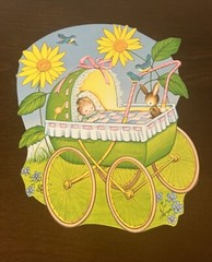 (4) Vintage 1977 Beistle Baby Shower Decor Paper Cut Outs Yellow Pink Blue EUC