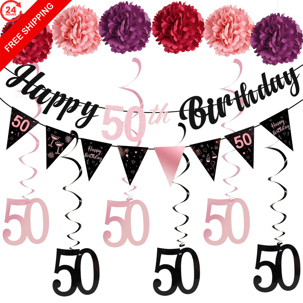 FASOTY 50th Birthday Decorations for Women Rose Gold 50th,