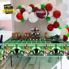 4Pcs Football Tablecloths, Rectangular Birthday Decorations Table Covers, Dispos