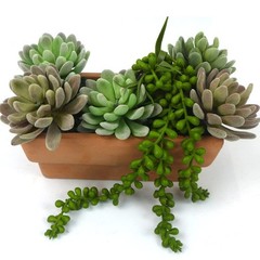 FLIPPED 3 Pack Artificial Plant Succulent Plants Hanging Green&13.7 in, Green