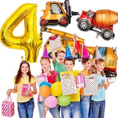 Construction Birthday Party Supplies 4 5 6 Year Old, Large Construction Balloons