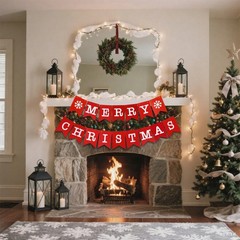 Merry Christmas Banner Sign Pre-Assembled Hanging Decorations Party Supplies
