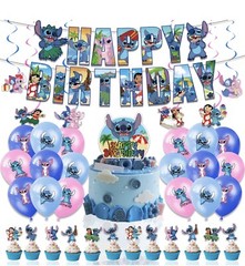 NEW Cartoon Lilo & Stitch Theme Birthday Party Decorate Supplies Set US Stock