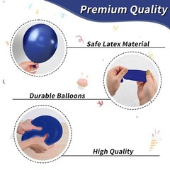 50PCS Blue Black Silver Balloons with Ribbon Party Decoration