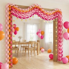309pcs Sunset Party Decorations Hot Pink Orange Ceiling Chain Strip and Star …