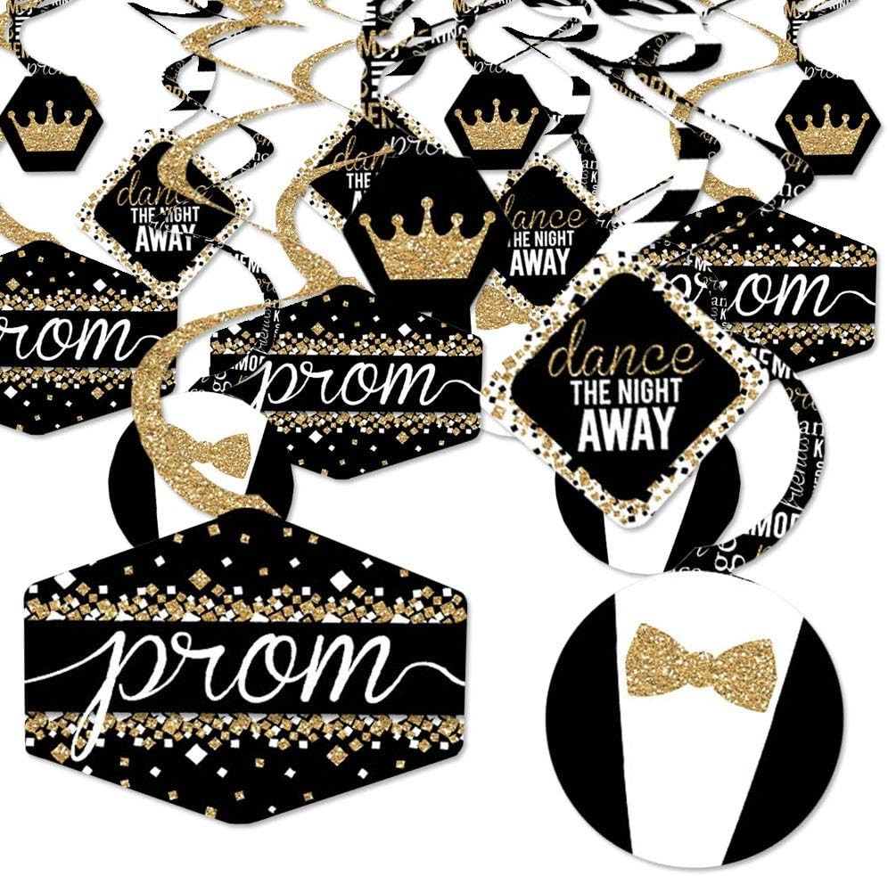 Big Dot of Happiness Prom – Night Party Hanging Decor Black, Gold, White