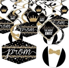 Big Dot of Happiness Prom – Night Party Hanging Decor Black, Gold, White