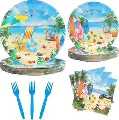 Beach Themed Disposable Tableware (Plates, Napkins, Forks)