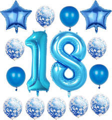 18Th Birthday Decorations Party Supplies,Blue Number 18 Balloon,40 Inch Giant Fo