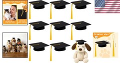 Mini Graduation Caps with Tassels 9 Pack Small Plush Toy Dog Decoration