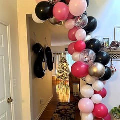 Pink and Black Balloon Garland Kit, 114 Pcs Hot Pink Pastel Pink Black White …