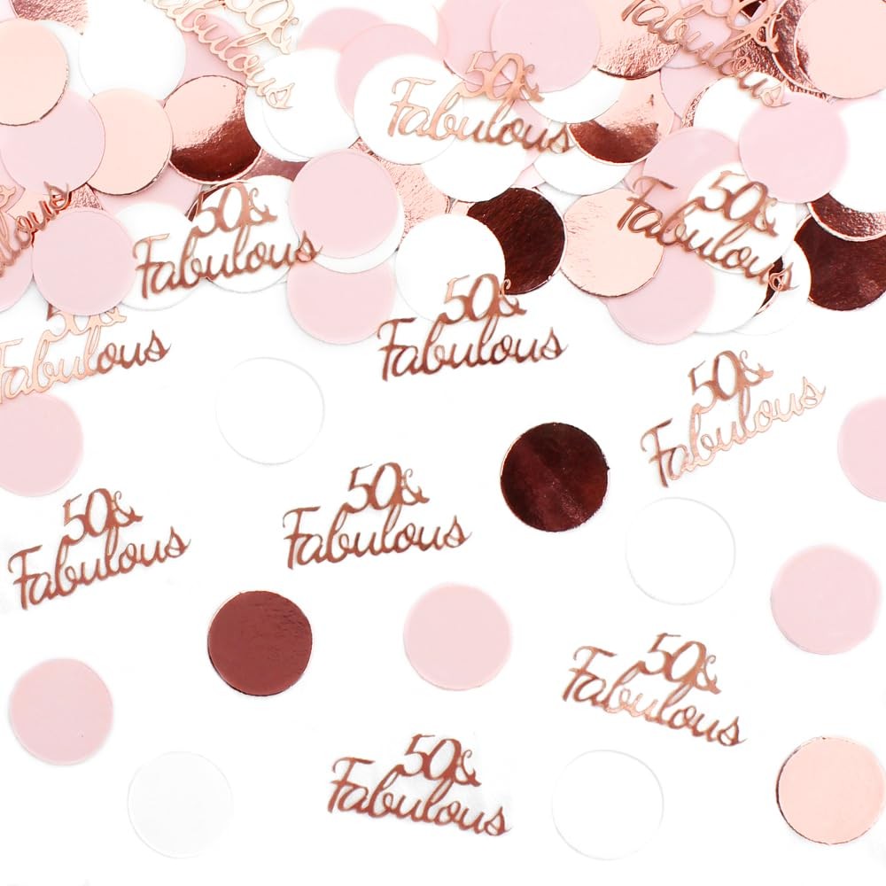 Happy 50th Birthday Decorations Rose Gold for Women,50 and Fabulous Round Tab…