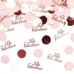 Happy 50th Birthday Decorations Rose Gold for Women,50 and Fabulous Round Tab…